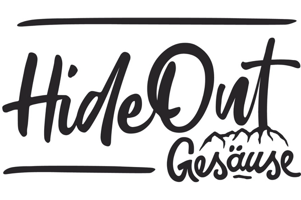 Hideout Logo - schwarz Hideout Gesäuse Logo in schwarz